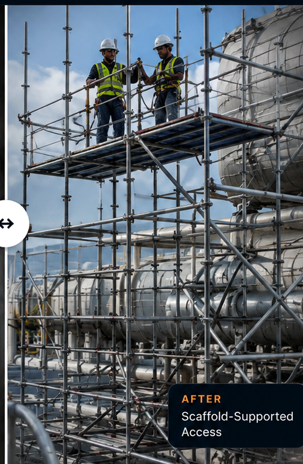 After: safe scaffold-supported access around industrial equipment